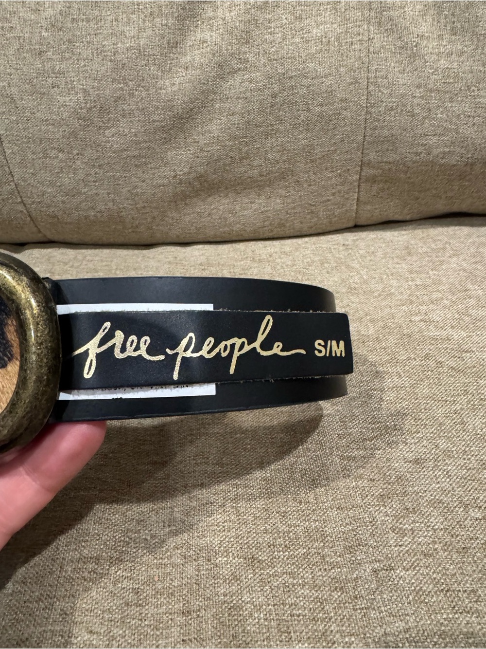 Free People Marcella Calf Hair Belt Animal Print Leather Fur Tan/Black/Brown S/M - Picture 5 of 7